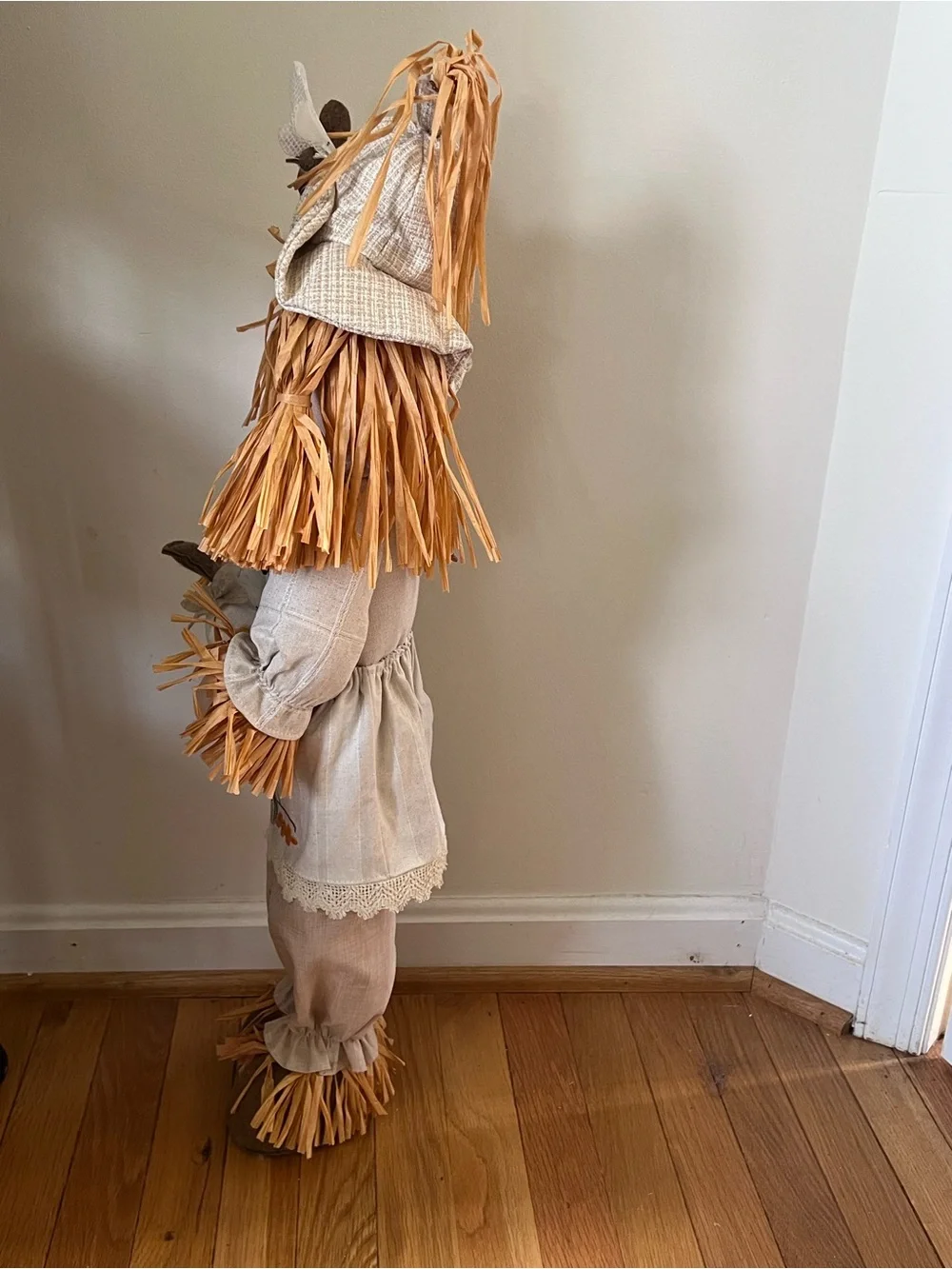 Fall Harvest Scarecrow girl Decor - Beige & Orange